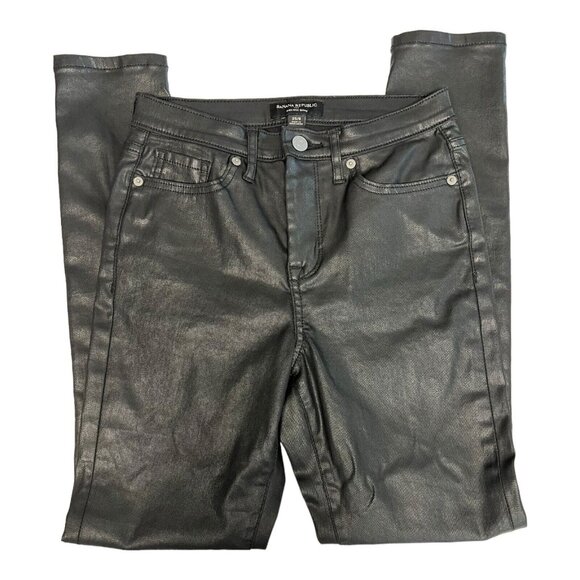 Banana Republic High Rise Skinny Coated Jean~Size 25/0~Black Leather Look L11 15 - Picture 5 of 11